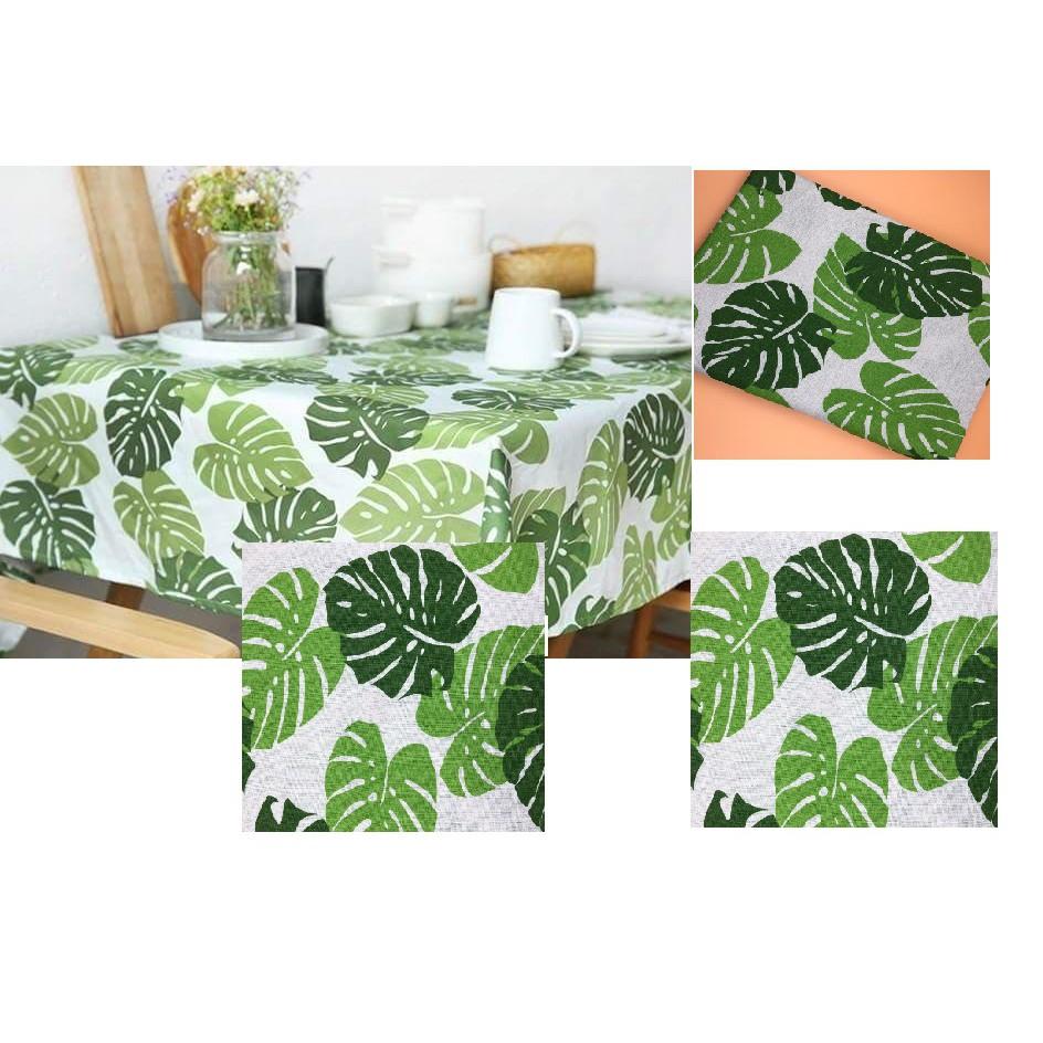 Vải Bố Vải Canvas Decor Trang Trí May Rèm, Màn, Khăn Trải Bàn, Khăn Picnic, Phông Nền Chụp Ảnh Họa Tiết Lá Lớn Xanh