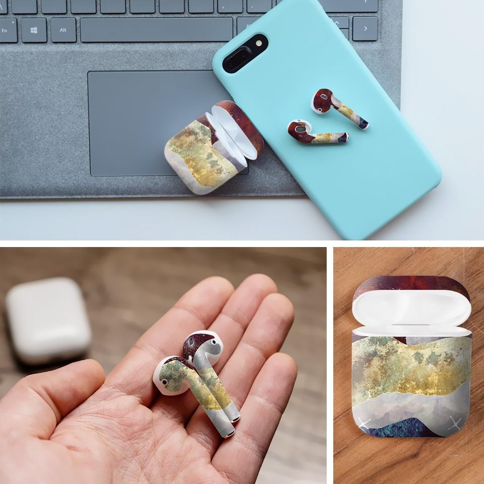 Miếng dán skin cho AirPods in hình giả sơn mài - GSM010