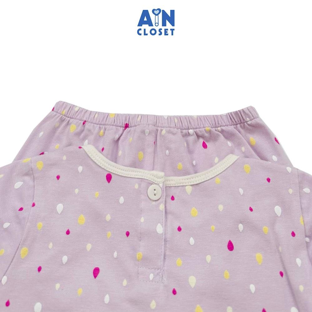 Bộ quần áo dài bé gái họa tiết Giọt Nước Tím thun cotton - AICDBGZNTFZP - AIN Closet