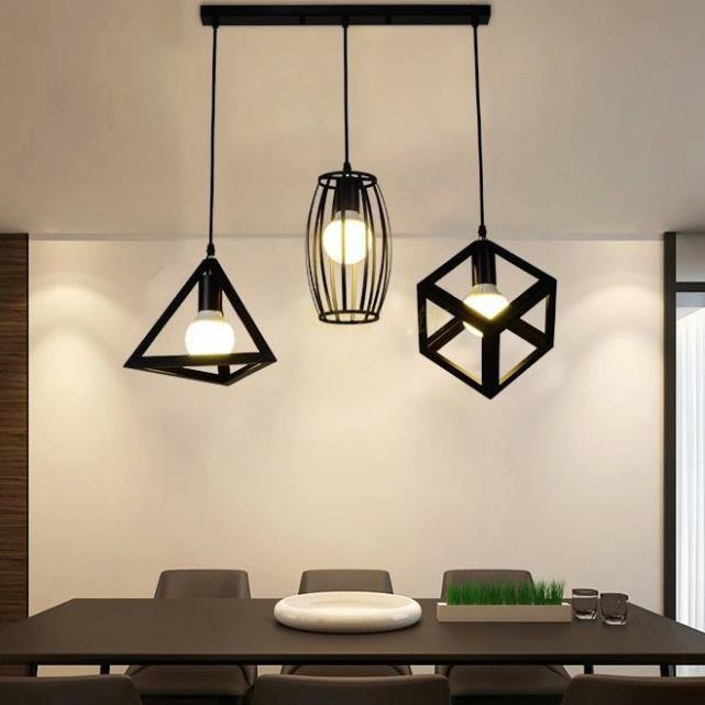 BỘ 3 ĐÈN THẢ DECOR KHỐI LẬP PHƯƠNG, THÁP, BẦU DỤC