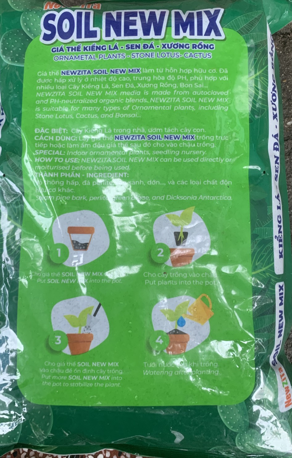 Giá thể kiểng lá sương rồng sen đá Soil New mix túi 5 lít nặng khoảng 1.3kg