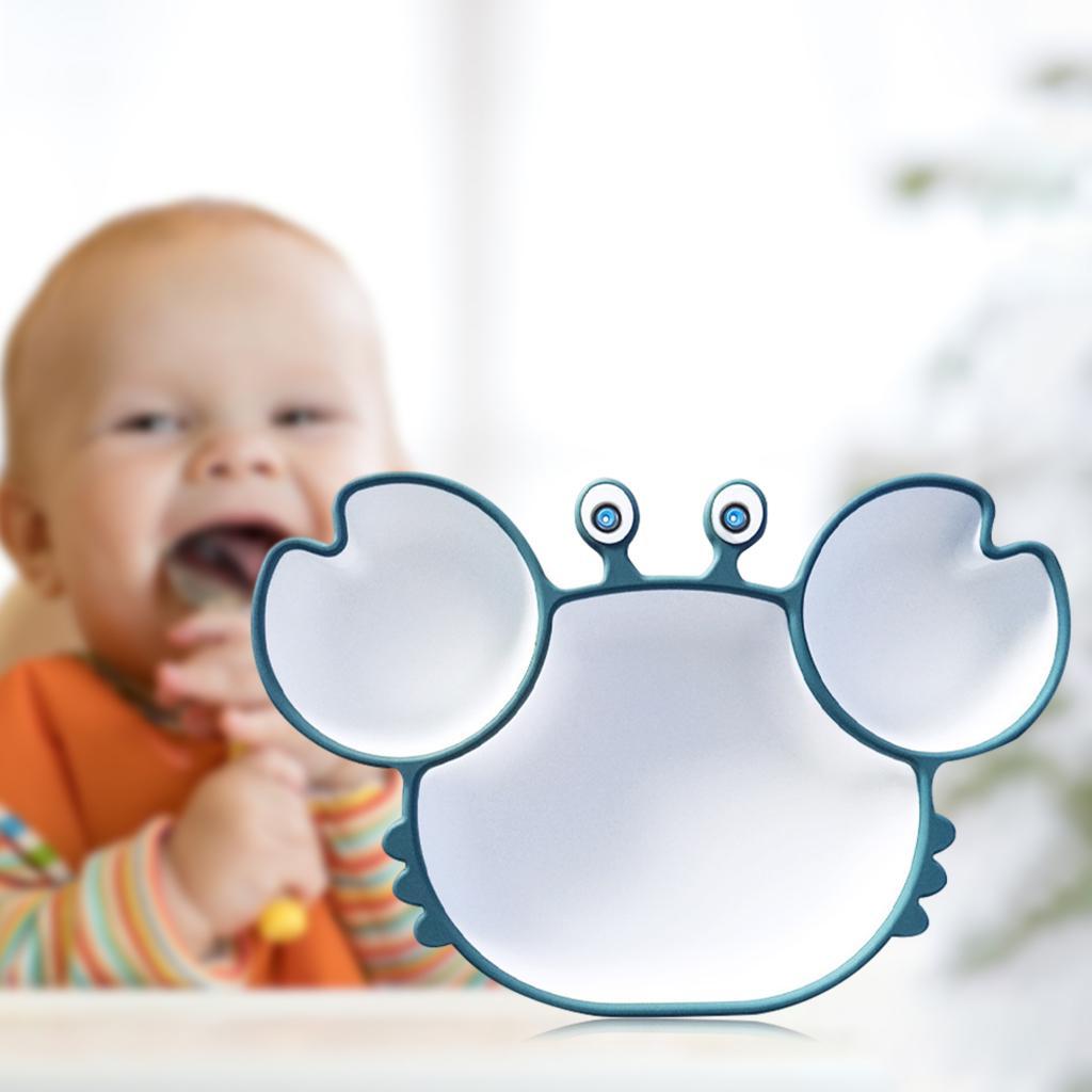 Cartoon Divided Grids Dish Shape Food Tray with Suction for