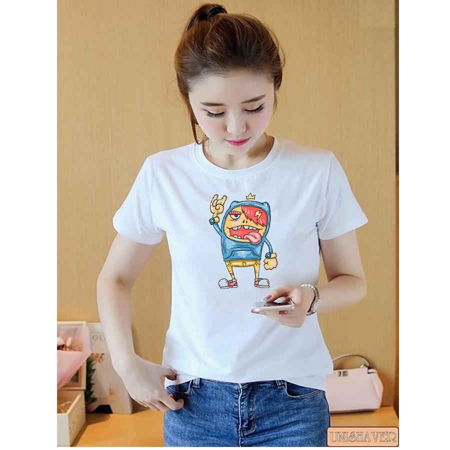 Áo thun nữ in hình quỷ say i love you form rộng hàn quốc vải dày mịn