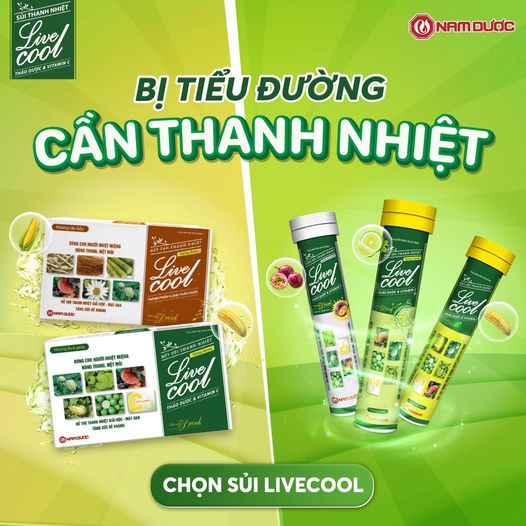 Bột sủi thanh nhiệt Livecool Nam Dược hương dưa gang hộp 6 gói x7g hỗ trợ giảm nhiệt miệng nóng trong,giải độc,mát gan