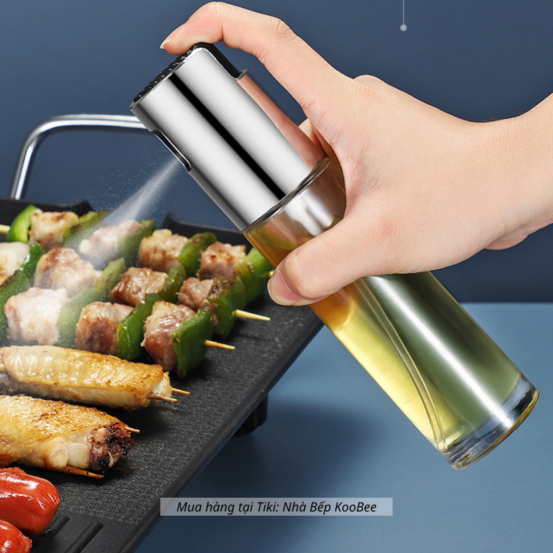 Bình xịt dầu ăn dạng phun sương nắp inox cao cấp dung tích 100ml - Phụ kiện nồi chiên không dầu KooBee
