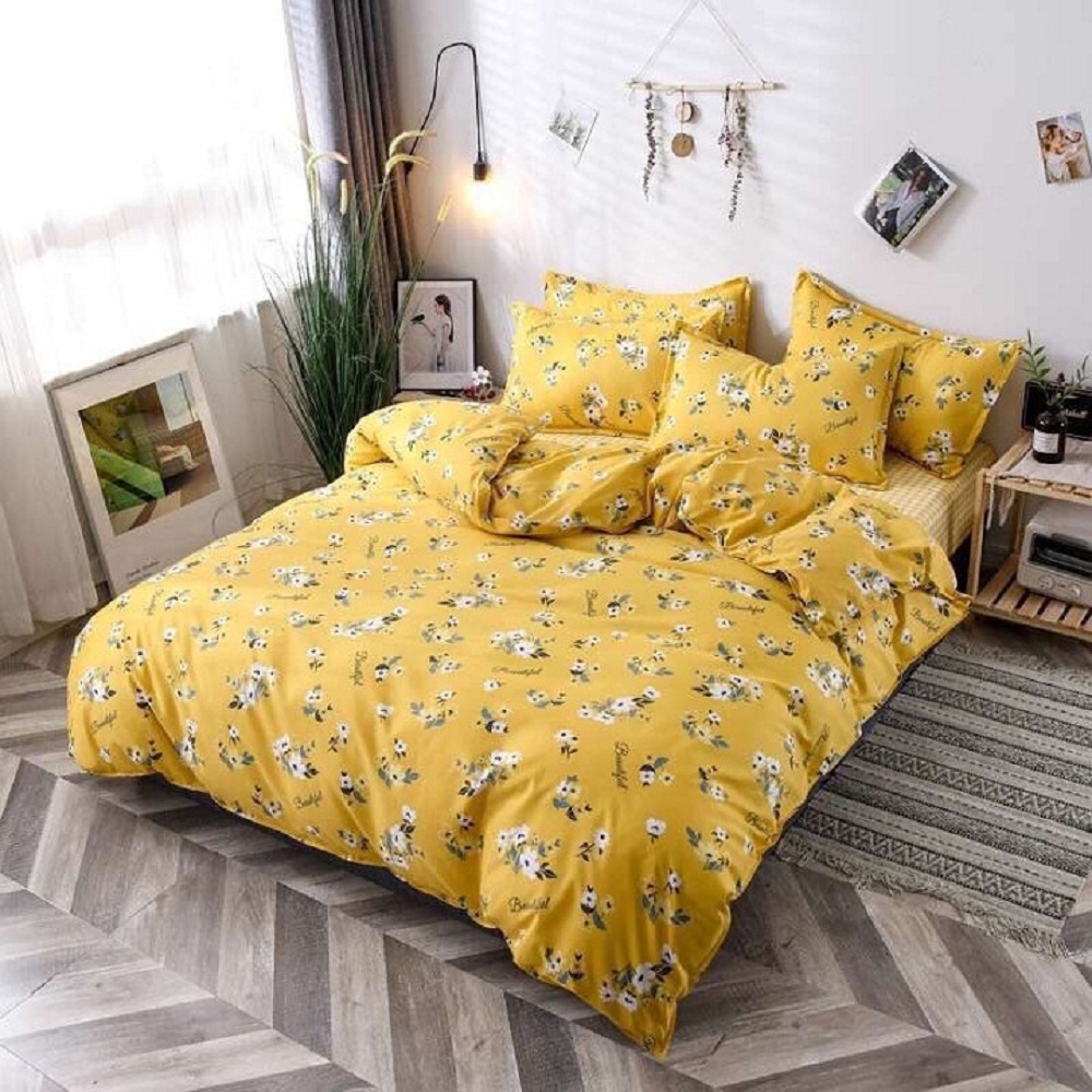 Bộ chăn ga gối 4 món Cotton Poly hàng đẹp Mã 02 (gồm 1 vỏ chăn có khóa lồng ruột, 1 ga giường, 2 vỏ gối)