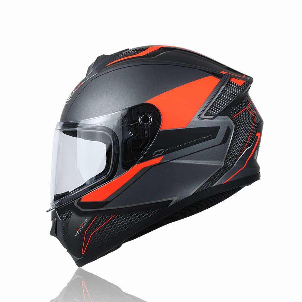 Mũ bảo hiểm Fullface YOHE 977  - Matt Titanium Black/Fluo Orange - L