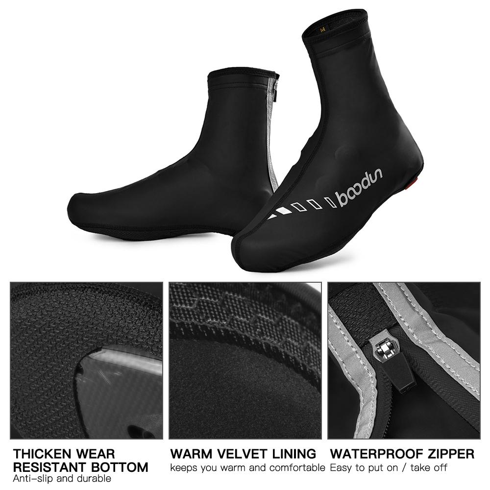 Giày Đi Mưa Chống Thấm Nước Bao Ngoài Có Khóa Kéo Với Lớp Lót Nhung Boodun