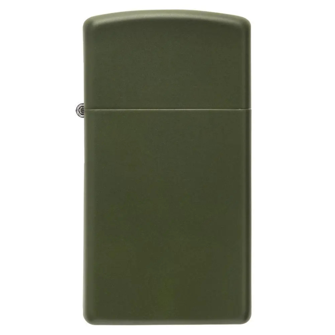 Bật Lửa Zippo Chính Hãng Mỹ Slim Mỏng Màu Xanh Lá Nhám Green Matte - Chống Gió, Chống Trầy, Bảo Hành Trọn Đời