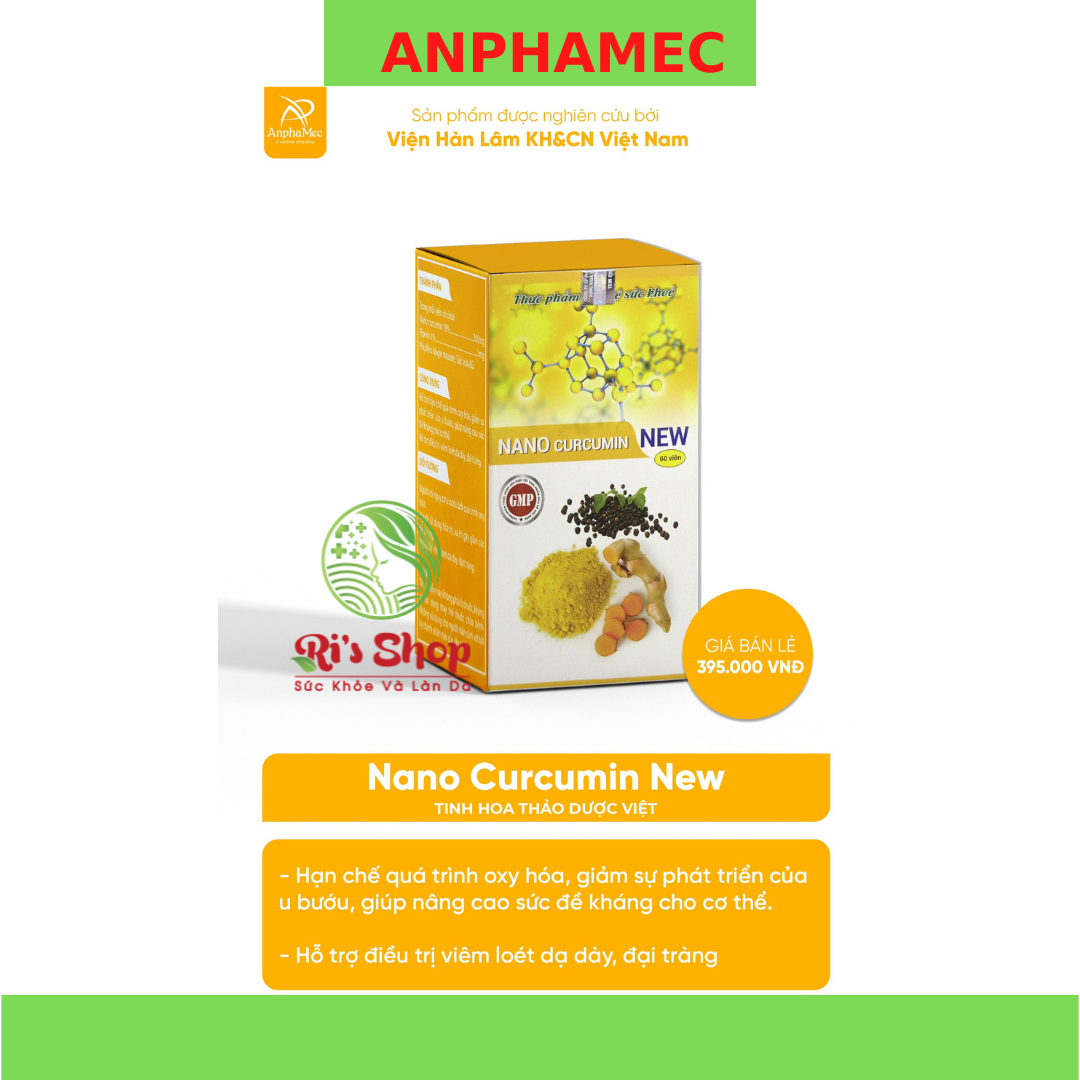 NGHỆ NANO CURCUMIN NEW ANPHAMEC - HỖ TRỢ BẢO VỆ NIÊM MẠC DẠ DÀY GIẢM ACID DỊCH VỊ, GIẢM NGUY CƠ VIÊM LOÉT DẠ DÀYDẠ DÀY, TÁ TRÀNG VÀ CẢI THIỆN SẮC TỐ DA, LÀM ĐẸP DA