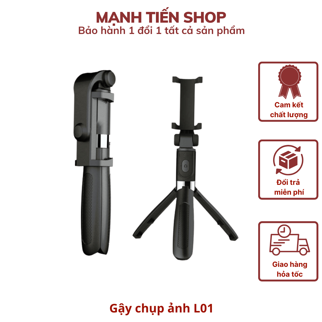 Gậy chụp hình tự sướng L01 xoay 360 độ kèm nút bluetooth điều khiển từ xa TiMa.lala - Hàng chính hãng