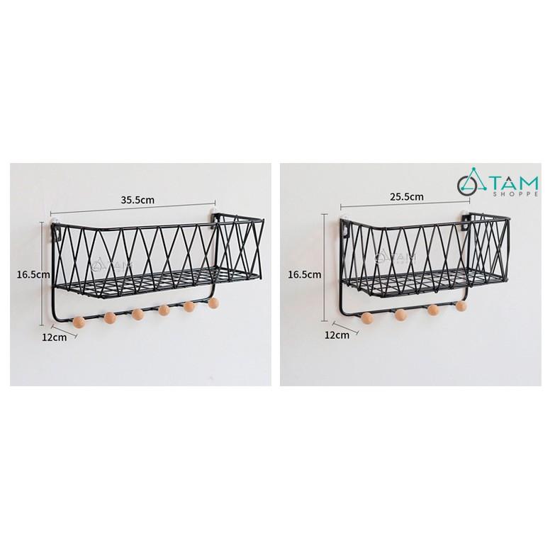 Kệ sắt treo tường trang trí có móc treo số 22