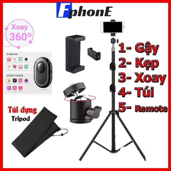 Gậy chụp hình, giá đỡ điện thoại live stream TikTok, Tripod 3 chân ảnh Dậy học online