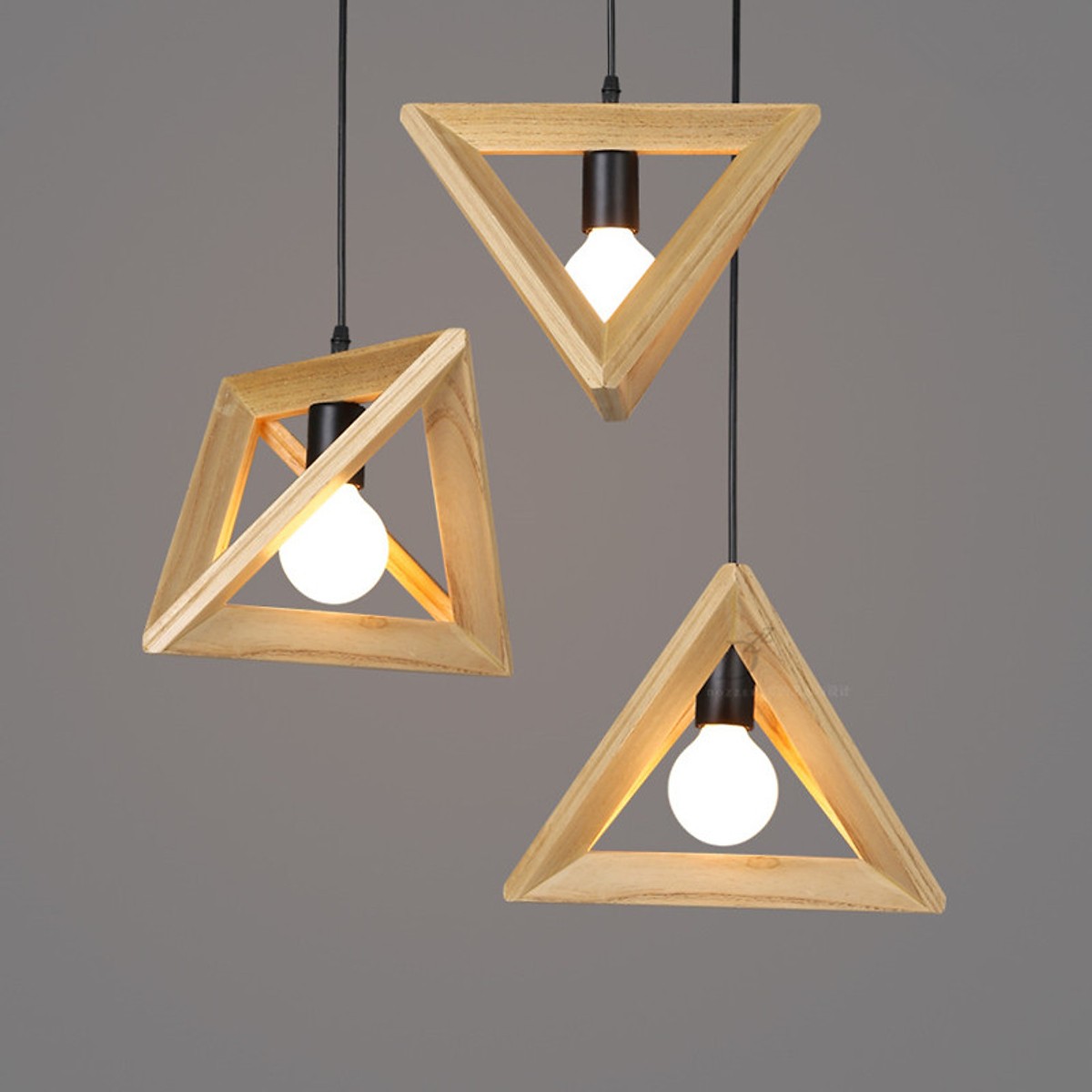 Đèn thả gỗ tam giác đa chiều sơn bóng Goldseee kèm bóng LED UK DOCTOR LAMP