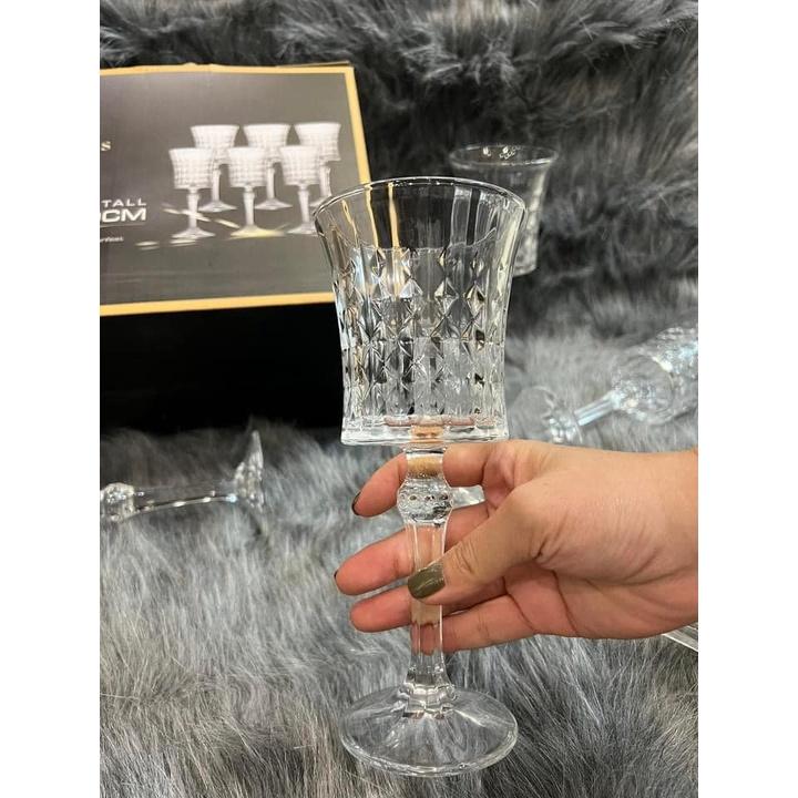 Set 6 Ly Pha Lê IRRIS Kim Cương, Dung Tích 270ML, Dùng Trang Trí Bàn Tiệc, Phong Cách Châu Âu, Nhập Đức