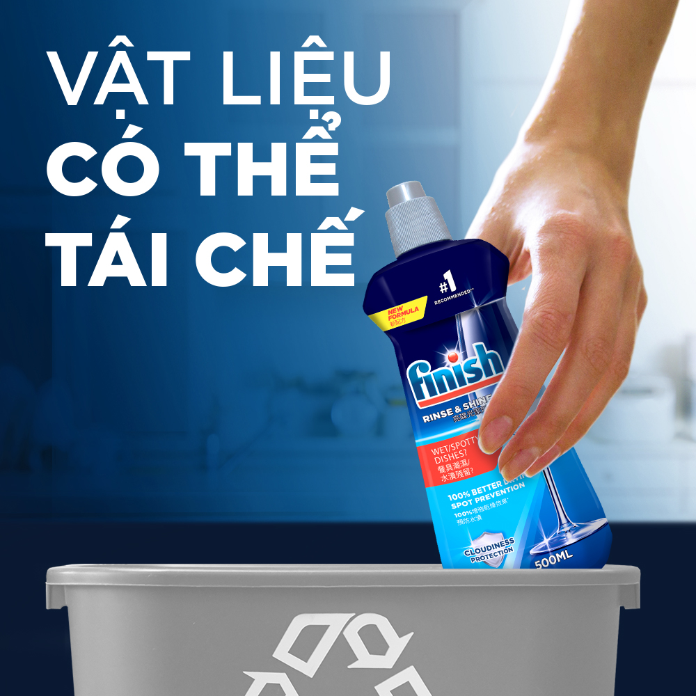 Combo 2 chai Nước Làm Bóng Chén Bát  Finish Rinse &amp; Shine Aid - 500ML/chai