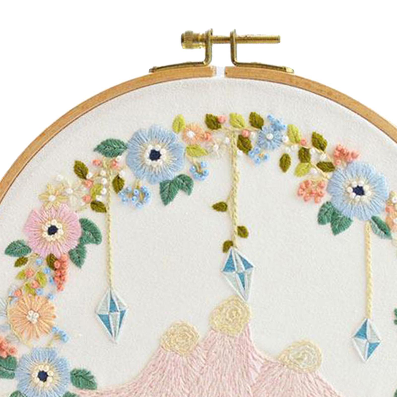 Funny Embroidery Starter Kit Cross Stitch Kit Include Embroidery Clothes with Color Threads and Tools for Beginners