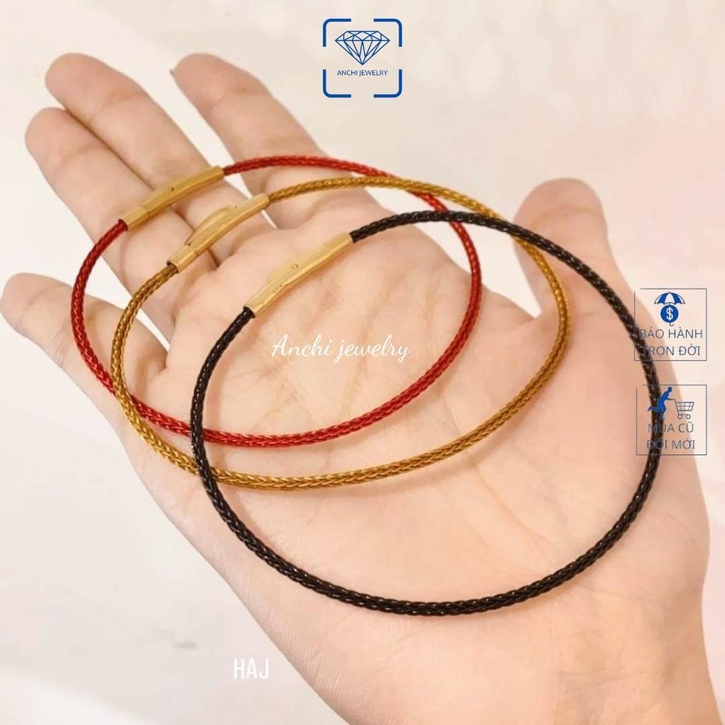 Vòng tay dây cước đeo charm dây nhỏ 2mm màu đỏ và đen phong thủy may mắn, Anchi jewelry