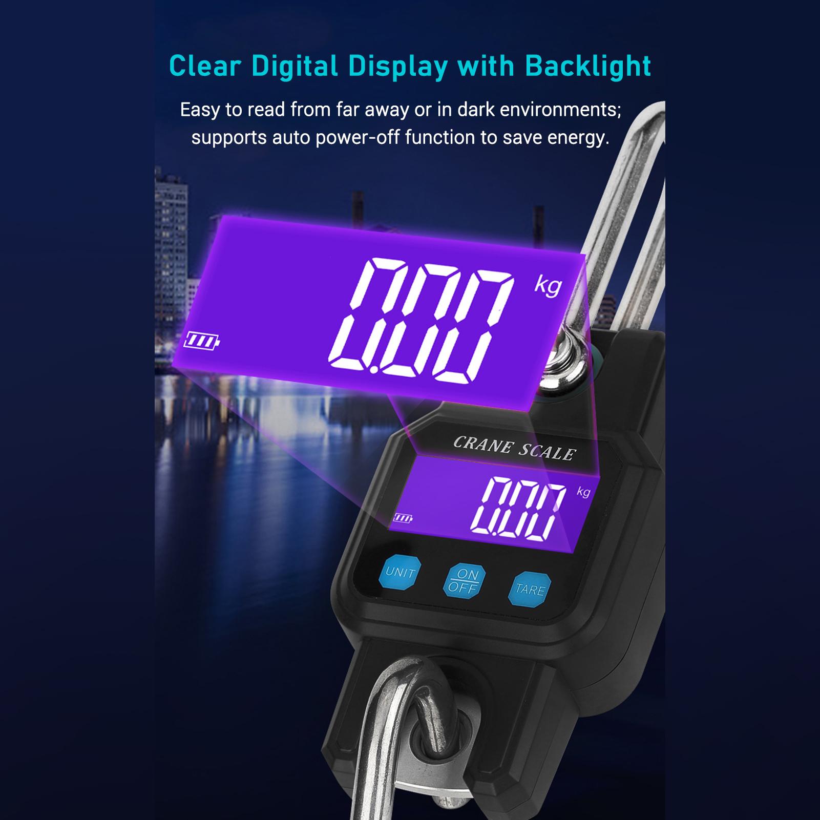 300KG/ 600LB Portable Heavy Duty Crane Scale Digital Electronic Hanging Weigher Rechargeable Industrial Hook Scales Unit Switch/ Data Hold/ Tare/ Zero for Farm Fishing Travel Market Outdoor Work