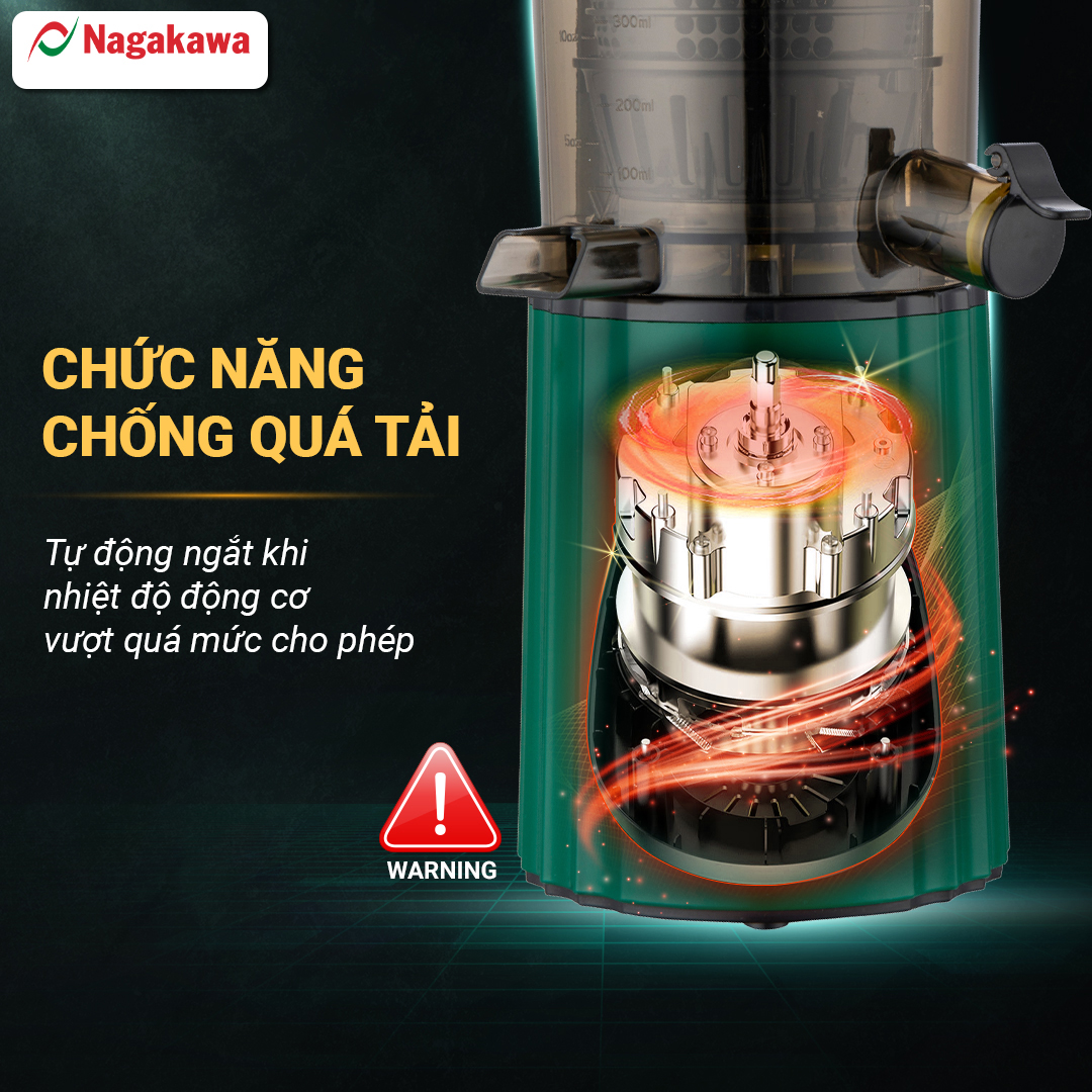 Máy ép chậm Nagakawa NAG0817 – Dung tích 300ml – Công suất 150w - Hàng Chính Hãng