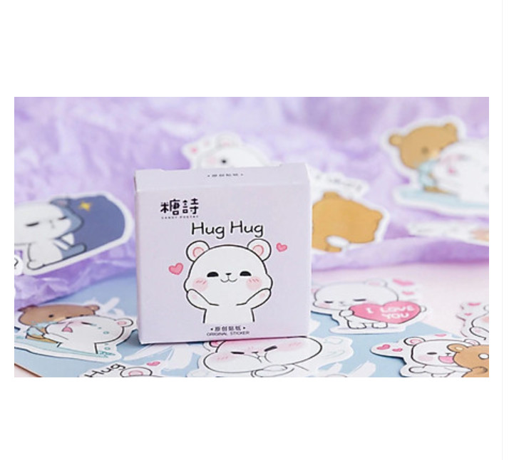 Hộp 45 Miếng Dán Sticker Hình Gấu Trang Trí Siêu Đáng Yêu