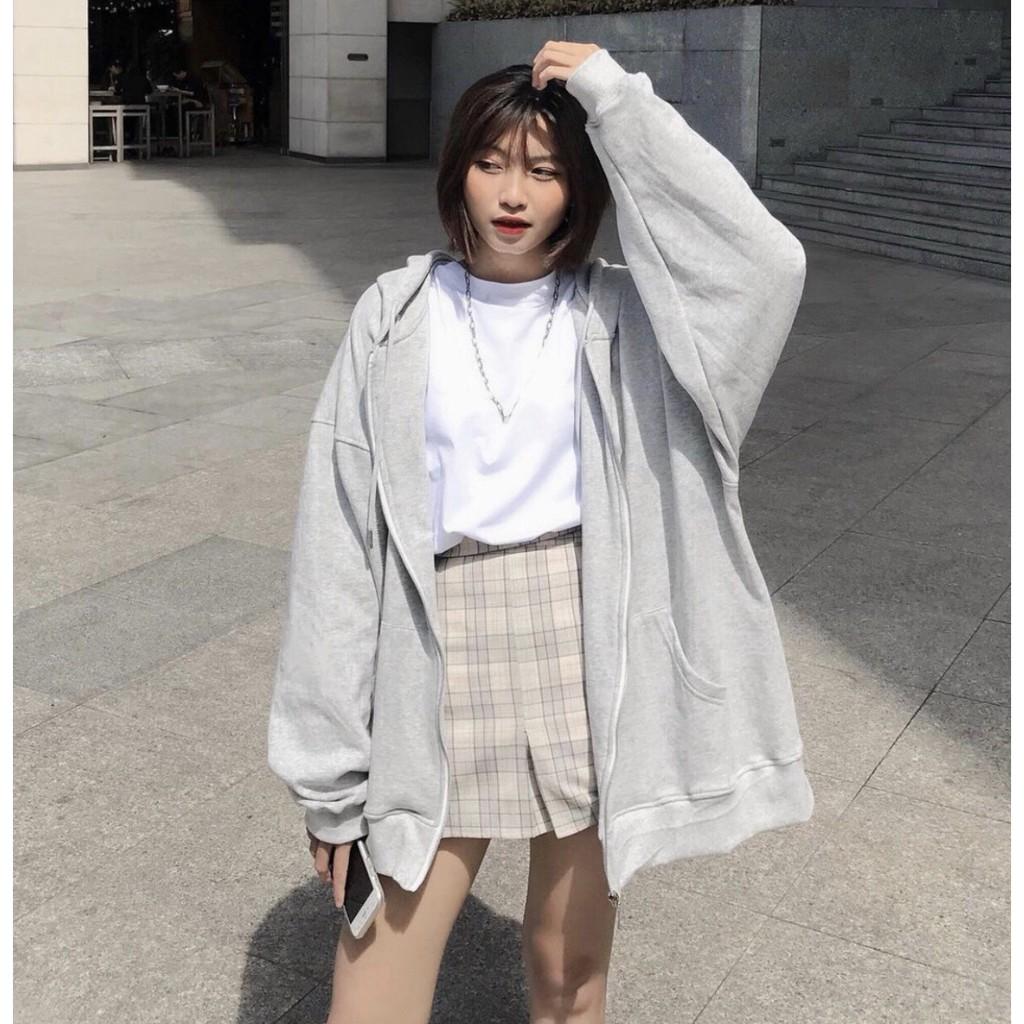 Áo KHOÁC Hoodie TRƠN XÁM Nam Nữ Ulzzang Unisex 1hitshop