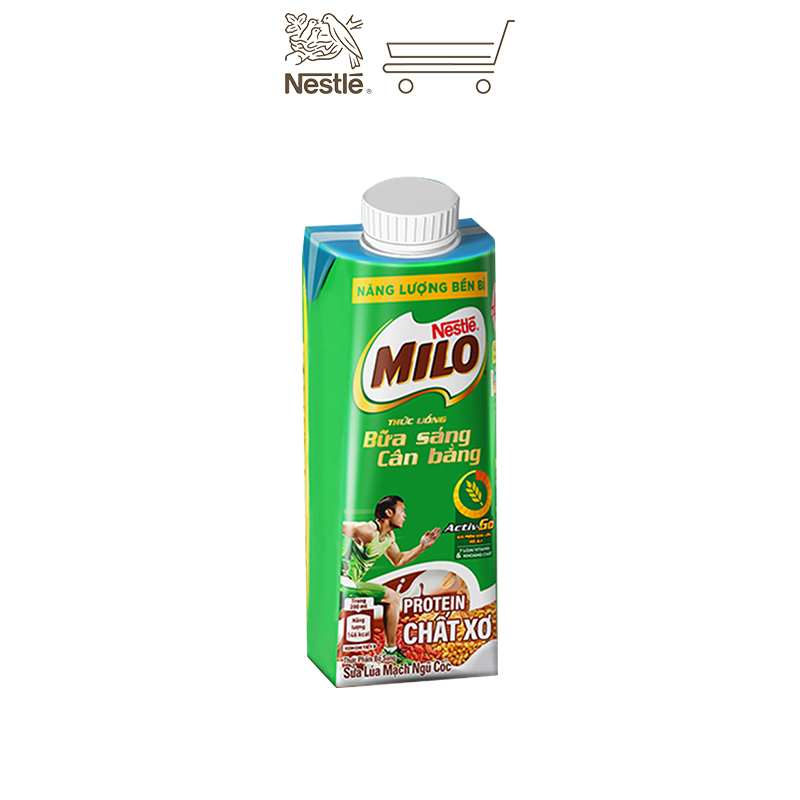 Sữa lúa mạch Nestlé Milo Teen bữa sáng thùng 24 hộp x 200ml (24x200ml)