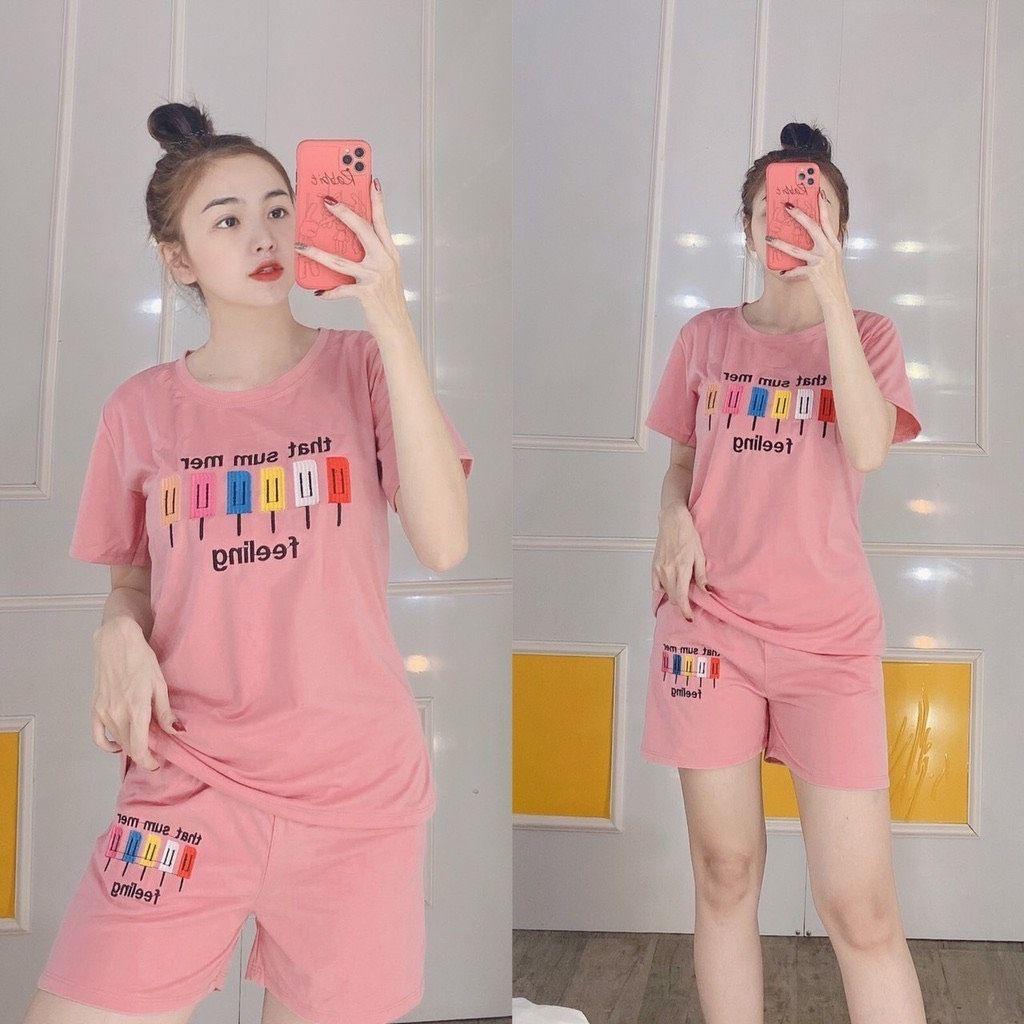 Đồ bộ nữ đồ mặc nhà thun cotton thể thao Sét đồ bộ nữ đẹp bigsize 45 -85kg Đồ bộ thun quần đùi mùa hè mát ESHOP BD08