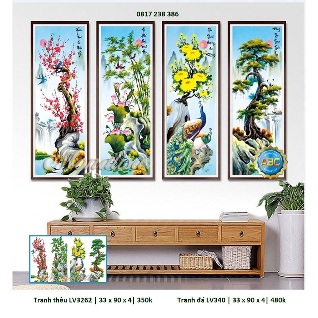 Tranh thêu chữ thập - tranh đính đá tứ quý