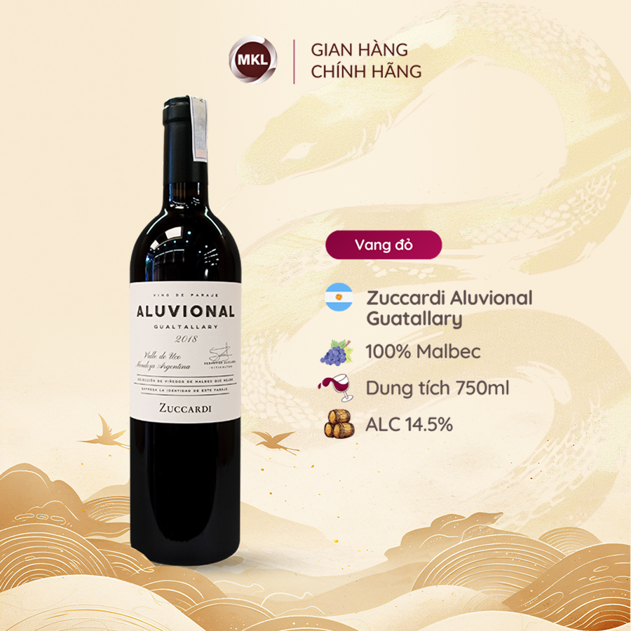 Rượu vang đỏ Argentina Zuccardi Aluvional Guatallary 750ml 14.5% - Hàng chính hãng