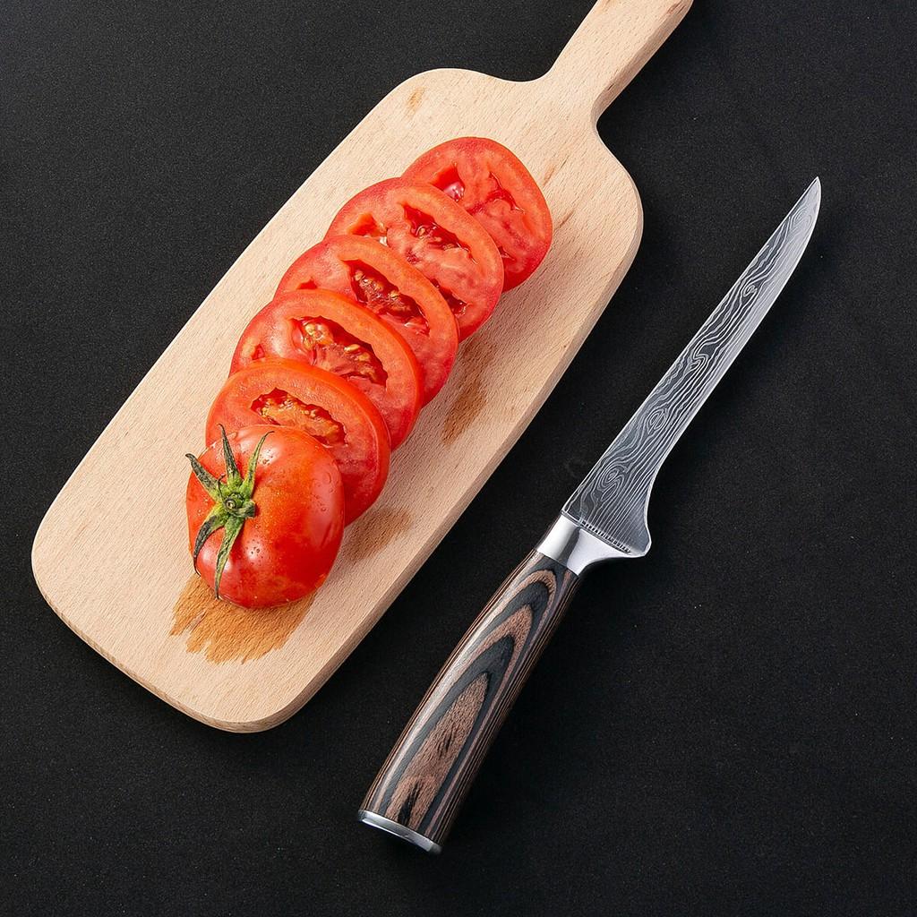 Dao bếp, Dao lọc mổ thái chuyên dụng không rỉ xịn, mặt dao hoa văn nghệ thuật, phom nhật bản, hàng xịn mã LDT120