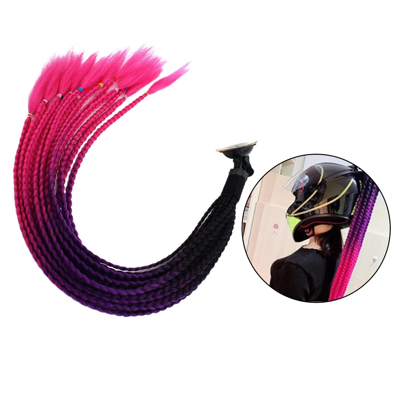 2X 55cm Hair Gradient Ponytail for Motorcycle Black Rose Red