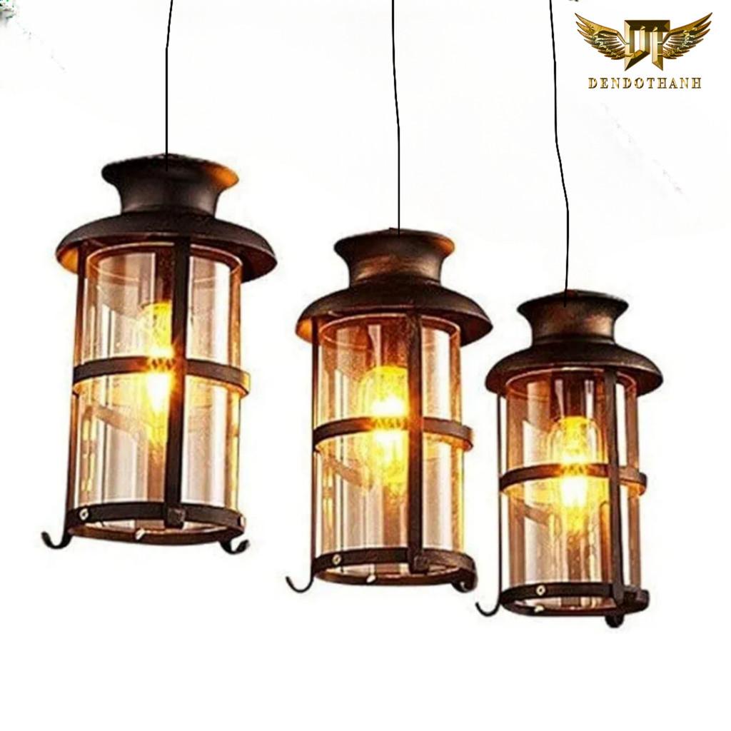 Đèn thả dầu trang trí quán cà phê trà sữa thả bàn ăn  thân hợp kim thủy tinh Đui đèn E27 tặng kèm bóng DDT798