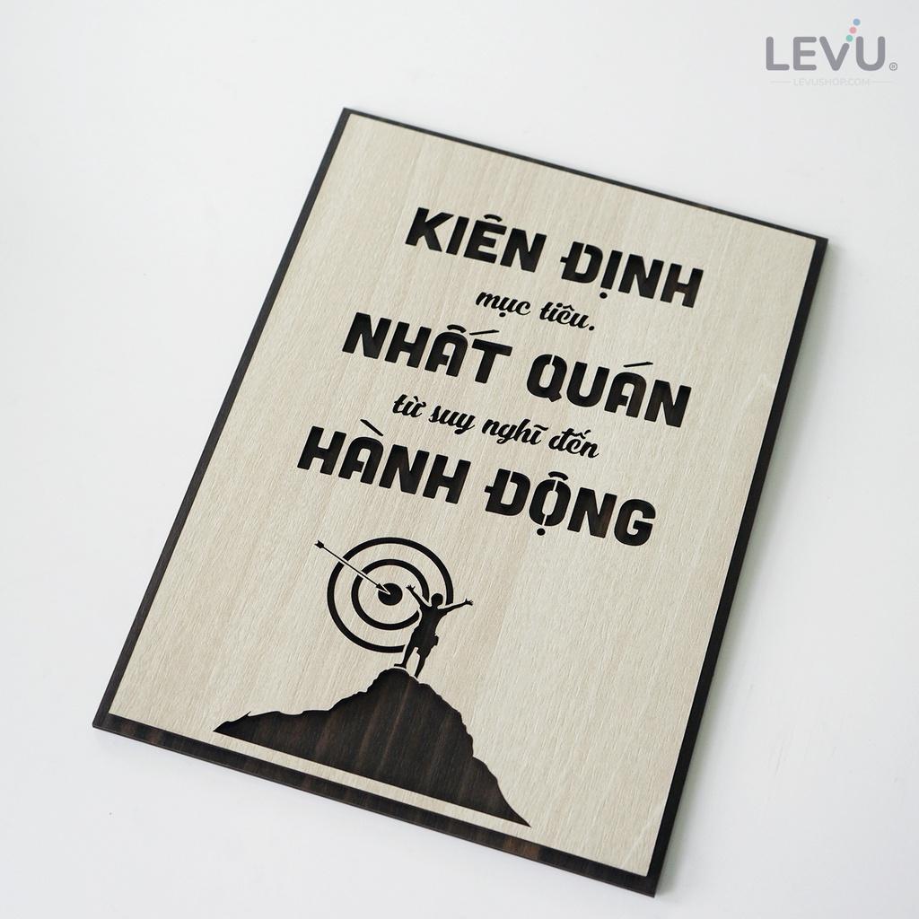 Tranh tường phòng làm việc LEVU LV132 "Kiên định mục tiêu, nhất quán từ suy nghĩ đến hành động"