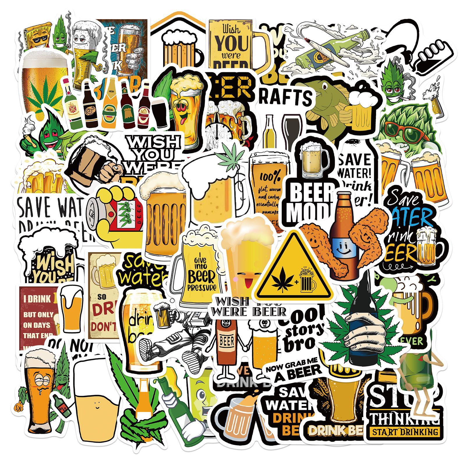 Sticker đồ uống beer decal dán hình dán trang trí mũ bảo hiểm, đàn, guitar, ukulele, điện thoại laptop