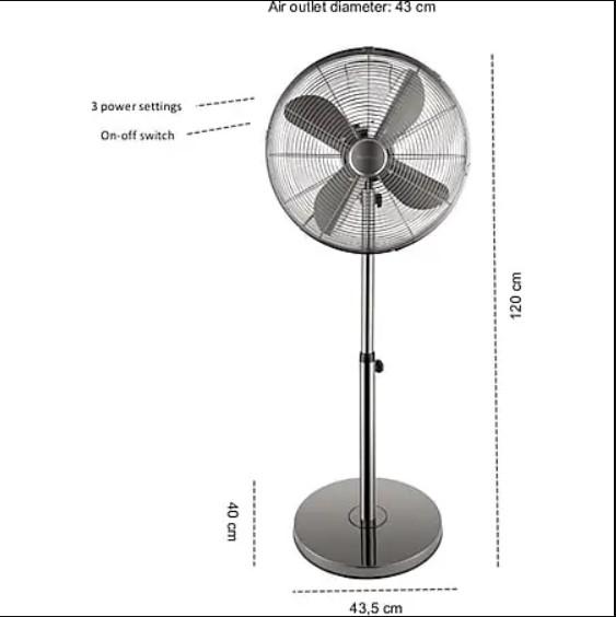Quạt Cây Đứng Steba VTS6, Công Suất 50W, 3 Mức Nhiệt, Thân Thép Chắc Chắn, Nhập Đức, Bảo Hành 12 Tháng