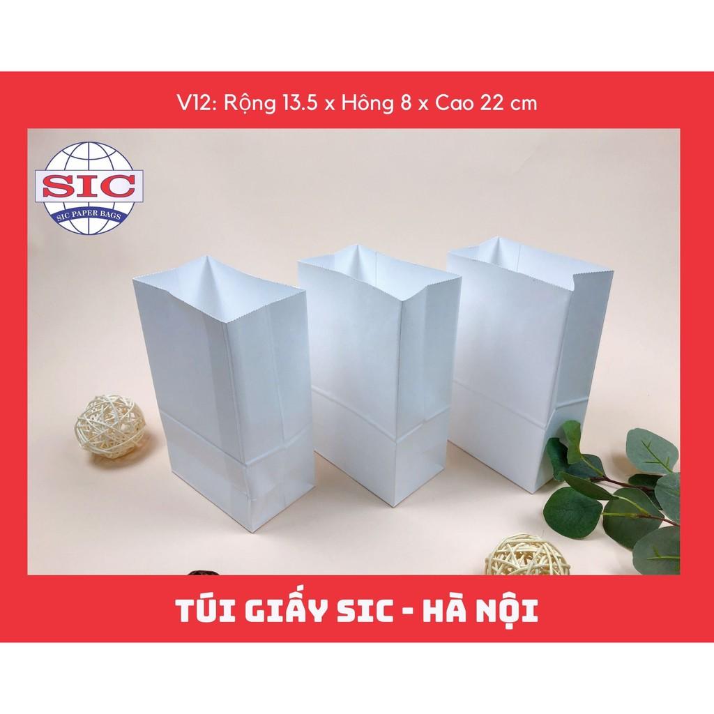 100 CHIẾC TÚI GIẤY KRAFT V12: 13.5x8x22 MÀU TRẮNG KHÔNG QUAI