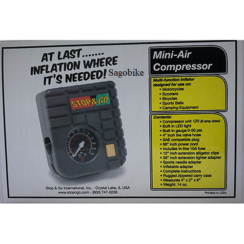 Máy bơm lốp Mini-Air Stop&go, bộ bơm lớp xe ô tô, xe máy, xe mô tô, xe điện, xe đạp....