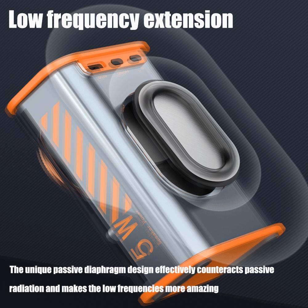 Loa bluetooth không dây mecha trong suốt âm thanh nhịp điệu ánh sáng loa siêu trầm TWS stereo Trung tâm âm nhạc Cyberpunk cuộc gọi rảnh tay Color: transparent Pink
