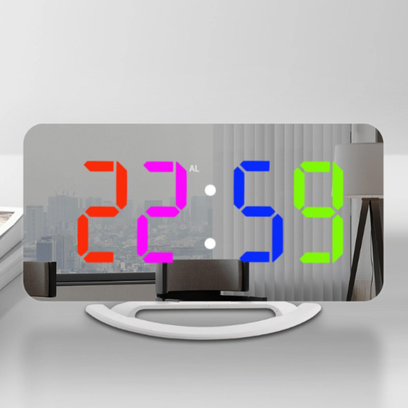 LED Alarm Clock Digital Clock Colorful Snooze Modern LED Clocks 12H 24H Display Electronic Desktop Clock for Hall Bedroom Wall Decor Teens