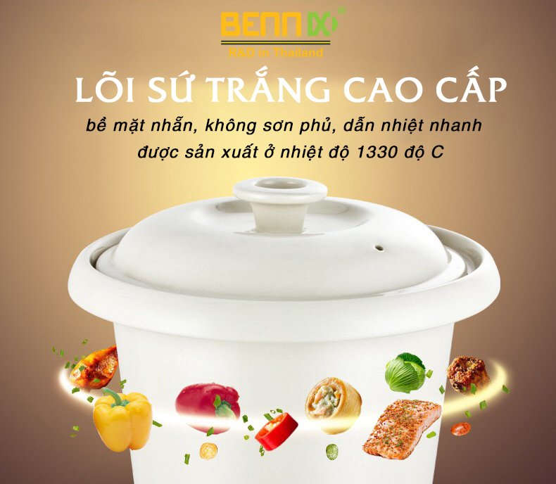 Nồi nấu chậm Bennix Thái Lan BN-20SLC dung tích 2 lít - Hàng chính hãng