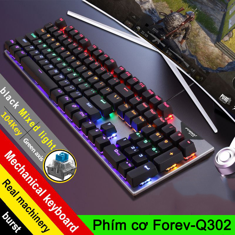 Bàn phím cơ LED chơi game  Forev Q 302 18 chế độ LED, chơi game, văn phòng - Hàng chính hãng