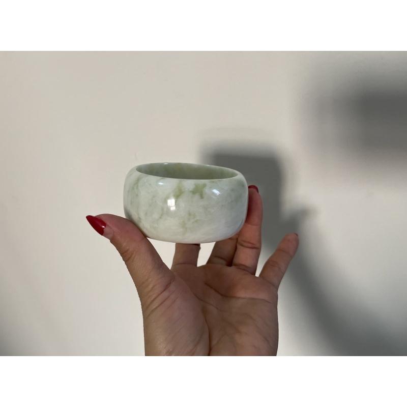 Vòng tay bạch ngọc bản cối vân xanh cao 3 cm