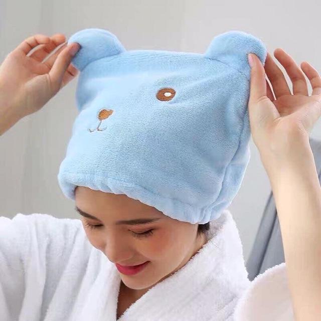 Mũ chụp tóc / Khăn quấn tóc hình gấu