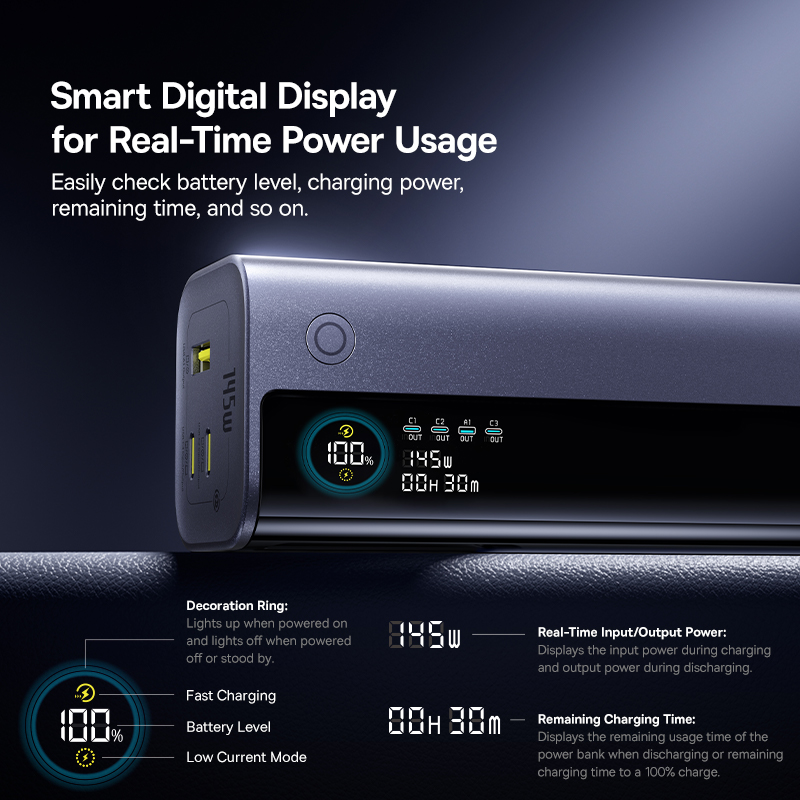 Pin Dự Phòng Baseus EnerGeek GR11 20000mAh 145W 2C+ 1A kèm cáp dây rút Type C - Hàng Chính Hãng