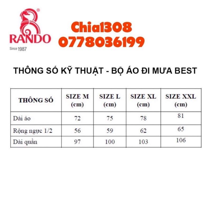 Bộ áo mưa Best Thông dụng hiệu Rando