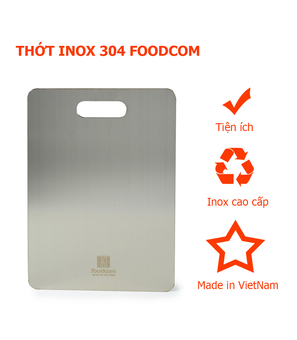 Thớt inox cao cấp 304 Foodcom chống ẩm mốc, kháng khuẩn