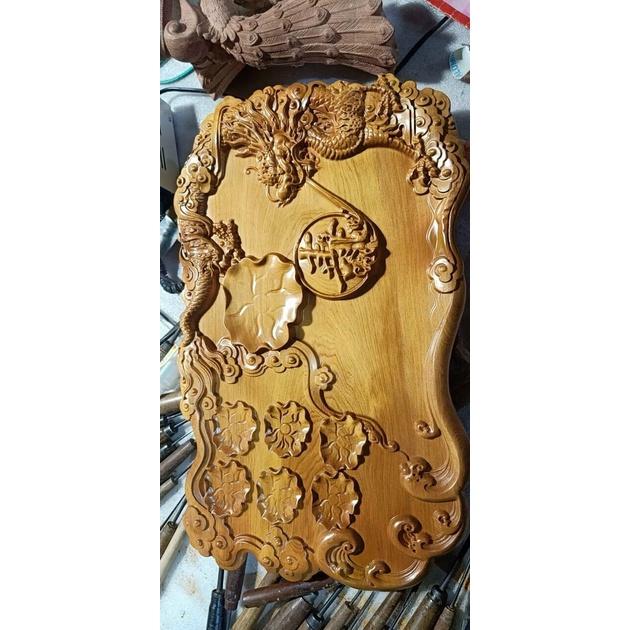 Khay trà đựng ấm chén bằng gỗ bách xanh thơm nức kt mặt rộng 60×35×4cm