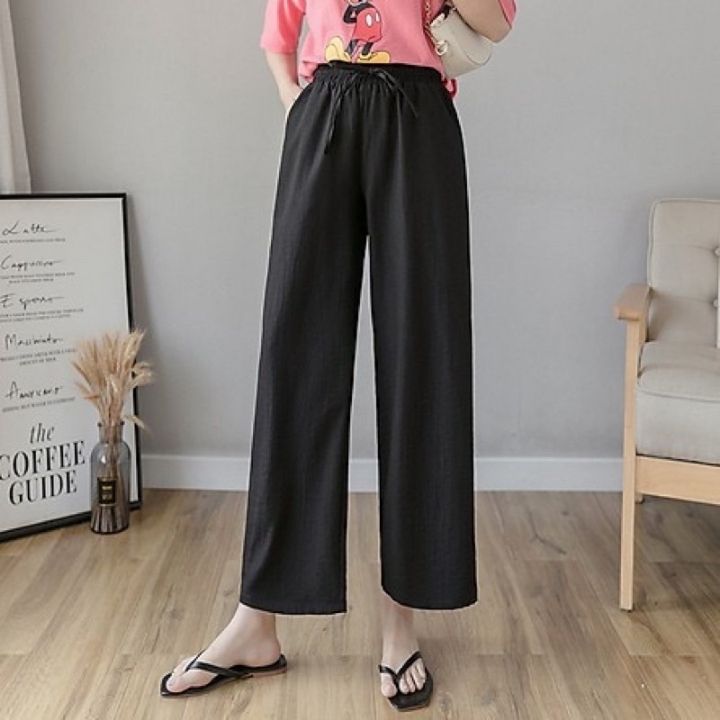 Quần Dài Nữ Suông Thanh Lịch Trẻ Trung ,Có Túi Cạp Chun ,Dài 88cm Chất Đũi Đẹp, Mịn Thoáng Mát QA0098