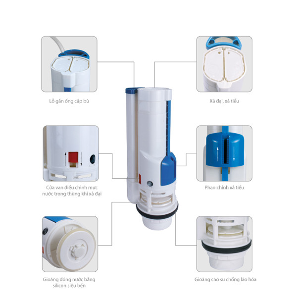 Bộ xả paradise - Van xả nước bồn cầu 2 khối 2 nhấn HKC-VX03